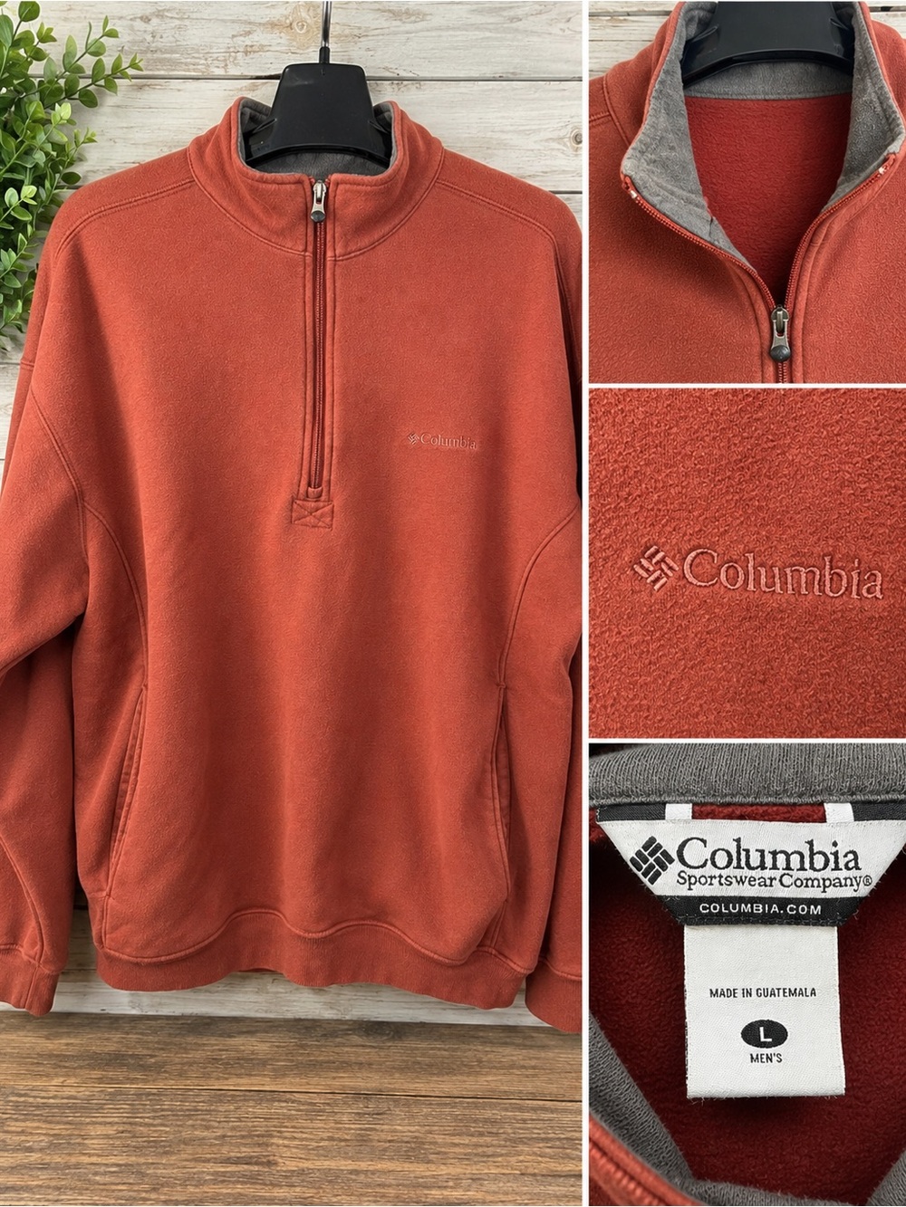 Columbia Men's Zip-Neck Fleece Pullover - Rust Orange